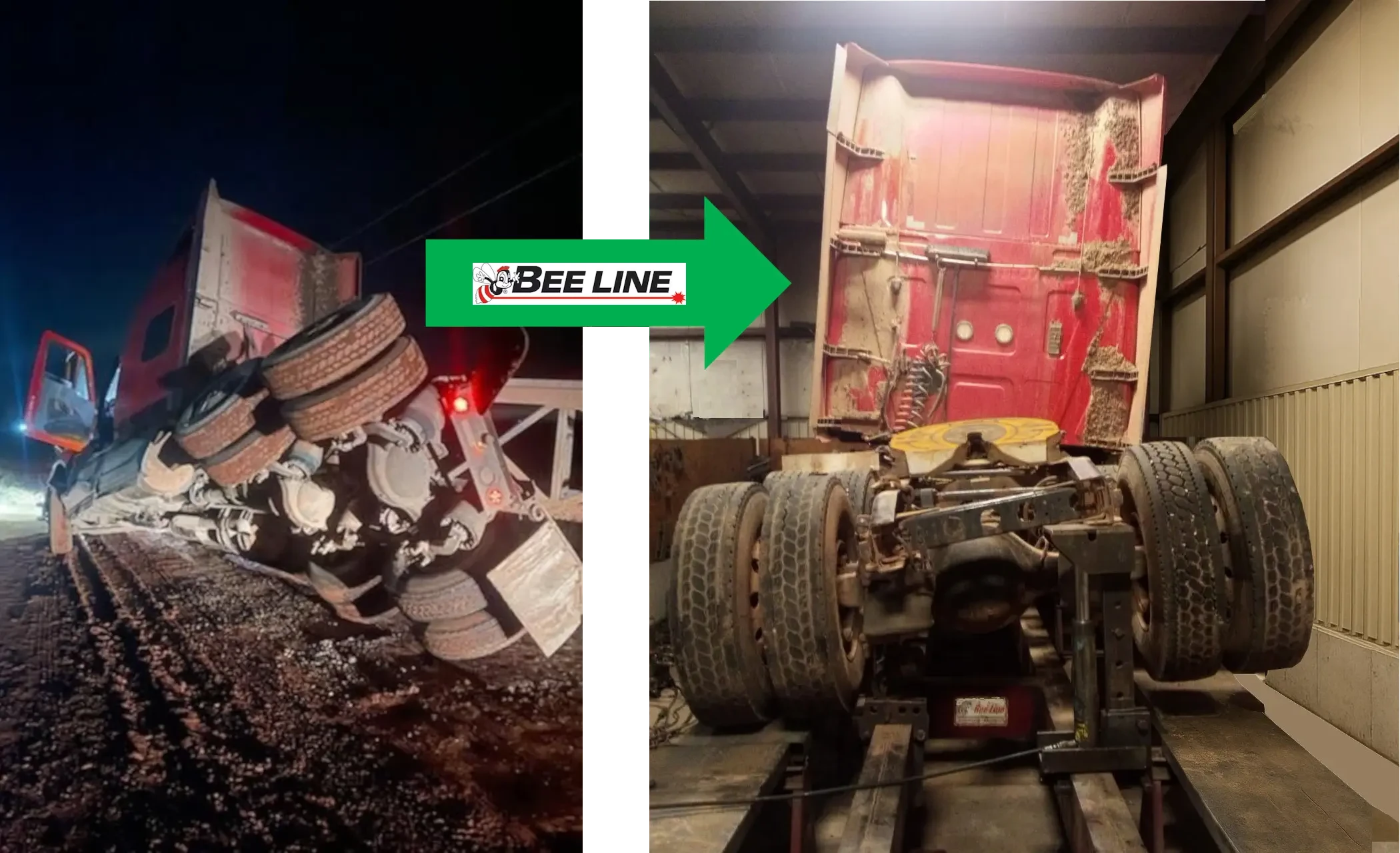 Red Truck Frame on Bee Line Straightener